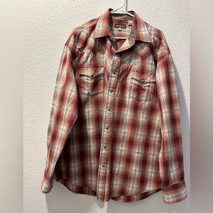 Stetson brandcowboy shirt size XL  color brown and beige.